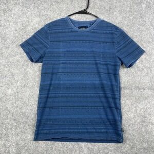 Lucky Brand Shirt Men's Small Indigo Print Crew Neck Blue Casual Cotton